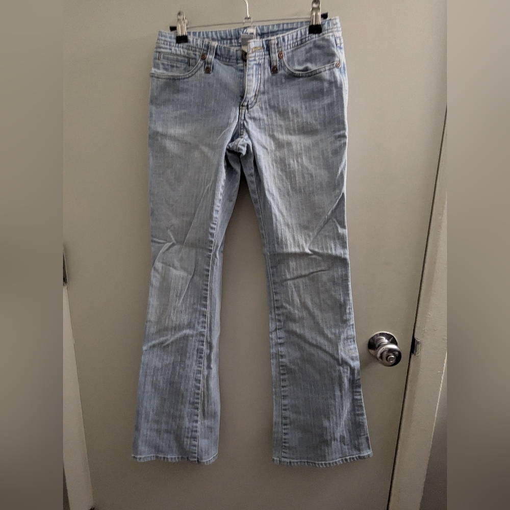 Tilt Stretch Size 0 Y2K Light Blue Flare Jeans With Embroidery Details 90s EUC